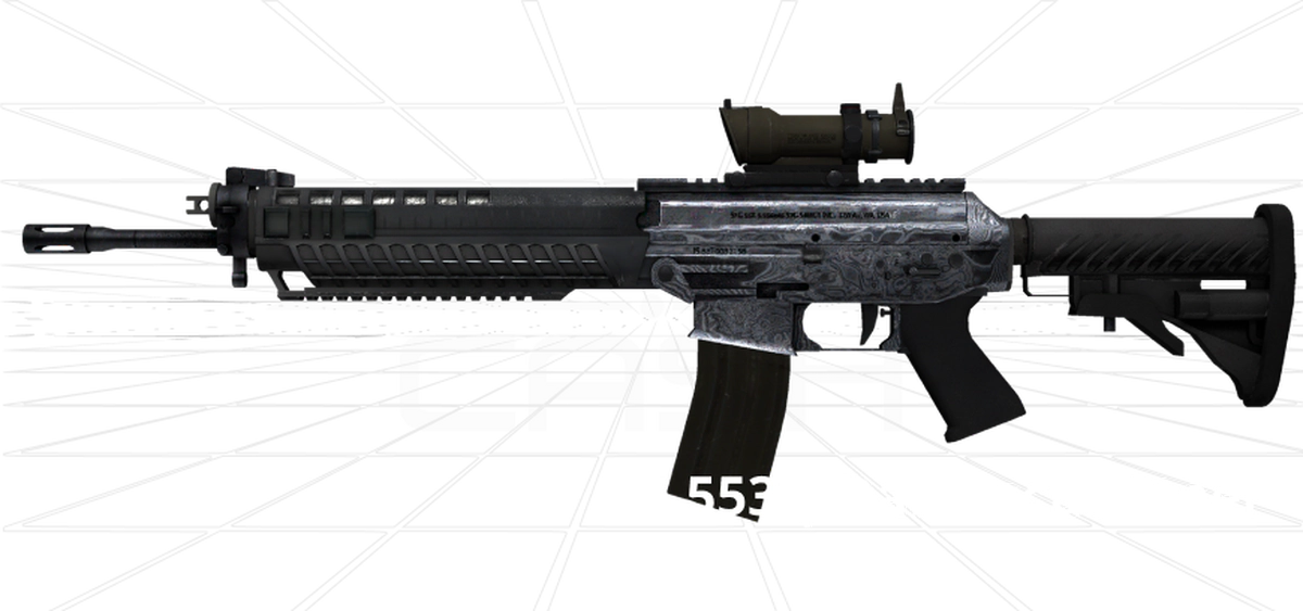 sg-553 damascus steel skin