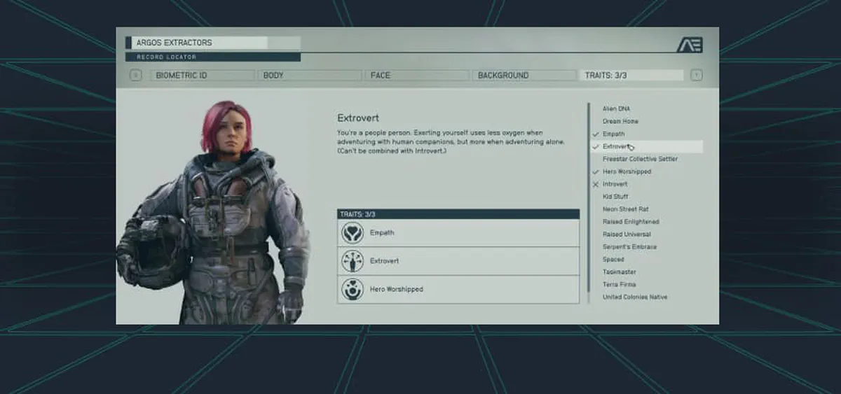 Starfield Traits Extrovert