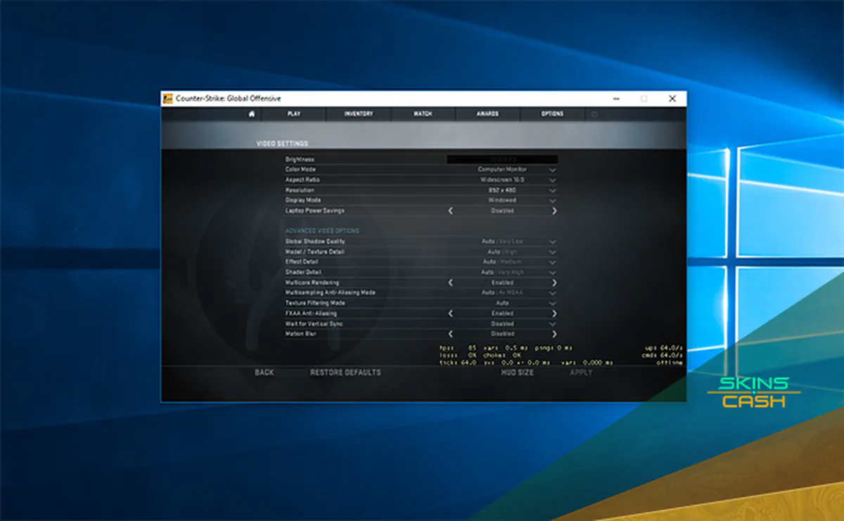 Windowed CS GO launch option 