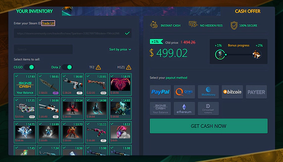 skins.cash steam inventory value